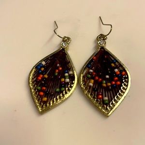 Earth Tones Harp Earring